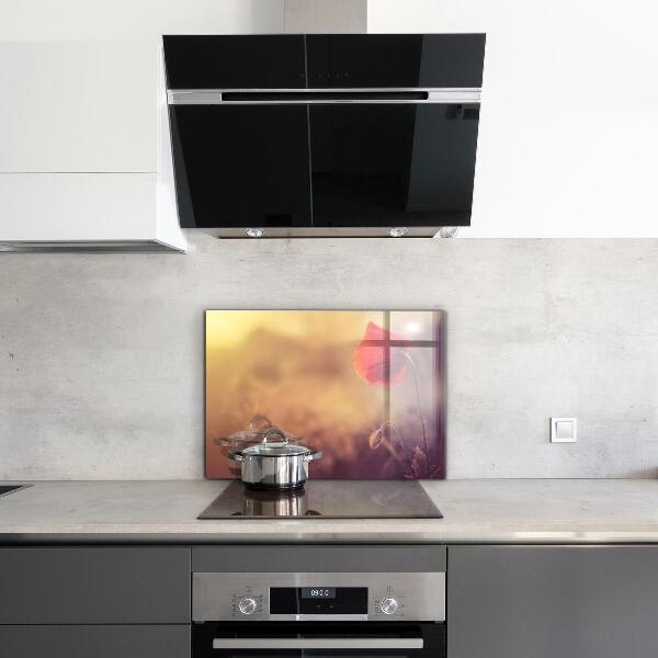 Szklany panel do kuchni Vintage Mak Roślina