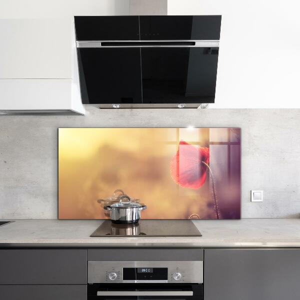 Szklany panel do kuchni Vintage Mak Roślina