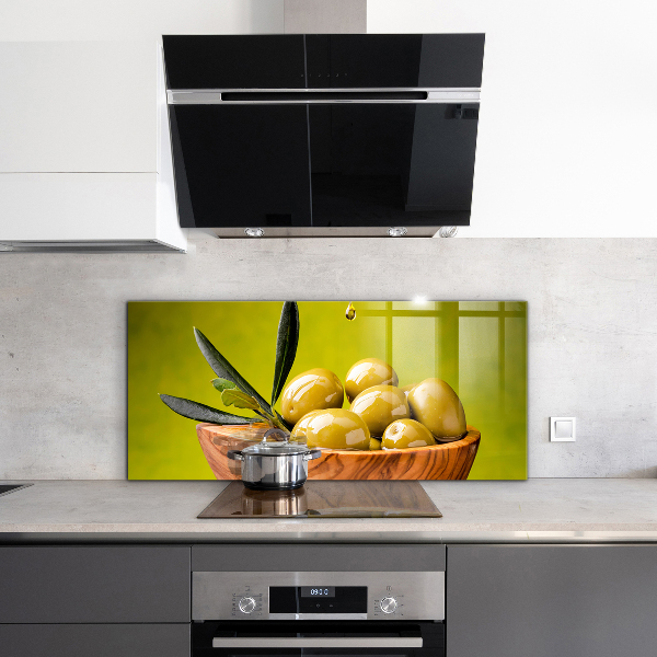 Panel szklany do kuchni Zielone Świeże Oliwki