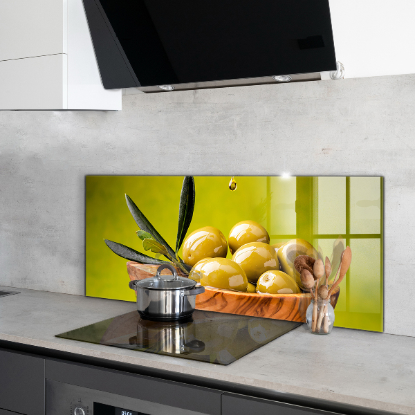 Panel szklany do kuchni Zielone Świeże Oliwki