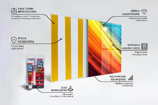 Panel szklany do kuchni Kolorowy Graficzny Wzór Tęcza