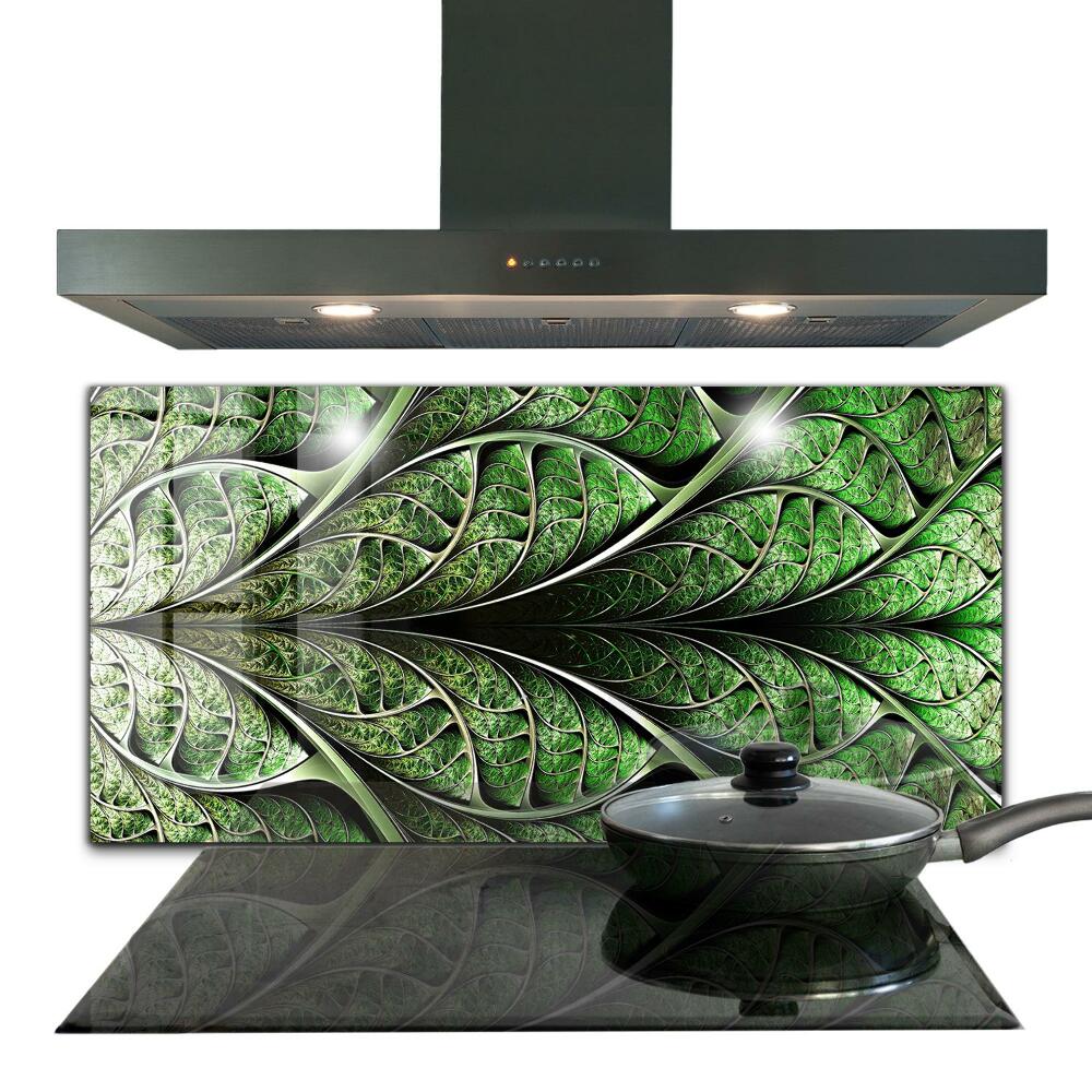 Panel szklany do kuchni Abstrakcyjny Zielony Liść