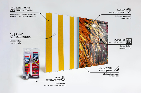 Szkło do kuchni na ścianę Kolorowe Ptasie Pióra