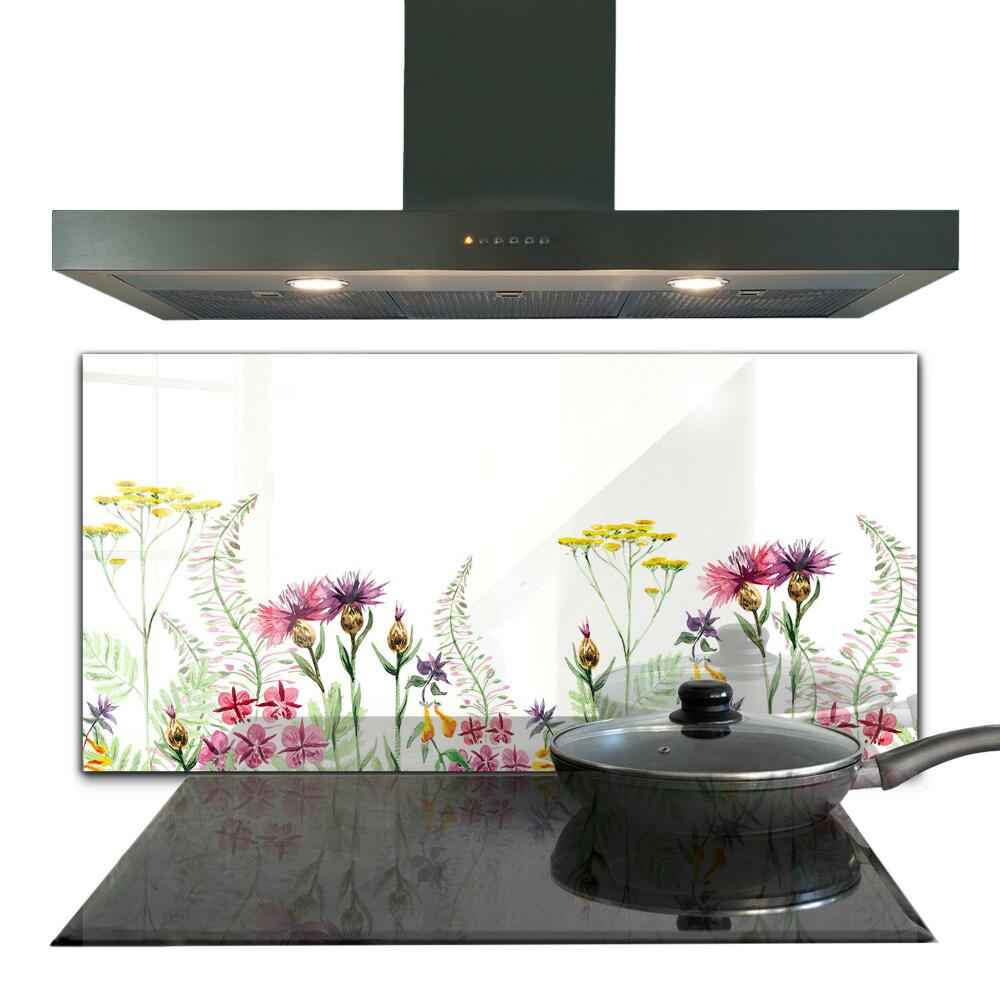 Panel szklany do kuchni Łąka z Kolorowymi Kwiatami