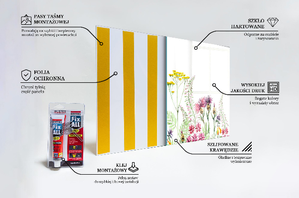Panel szklany do kuchni Łąka z Kolorowymi Kwiatami