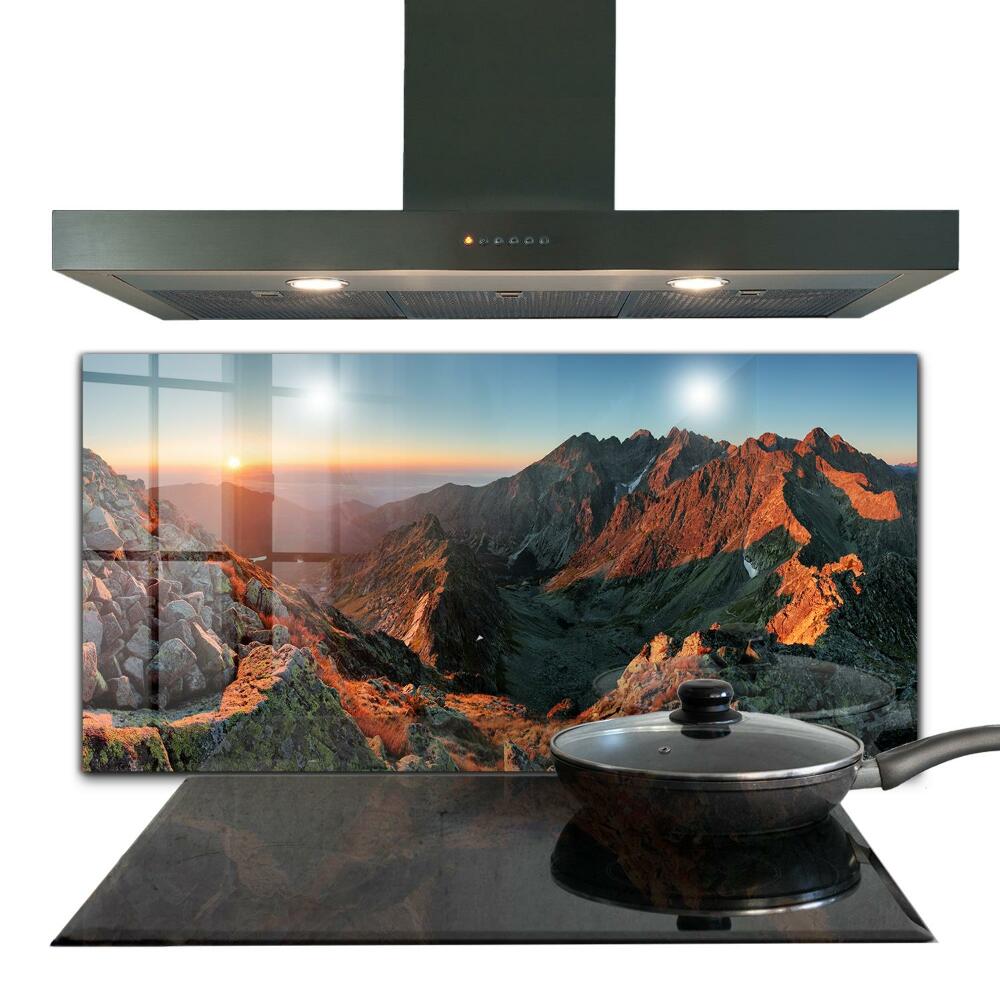 Panel szklany do kuchni Górska Panorama Zachód Słońca