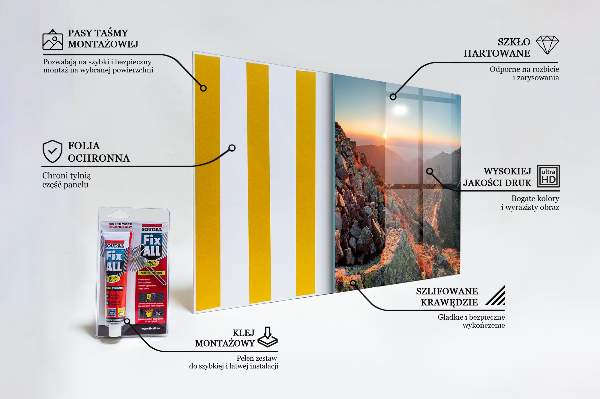 Panel szklany do kuchni Górska Panorama Zachód Słońca