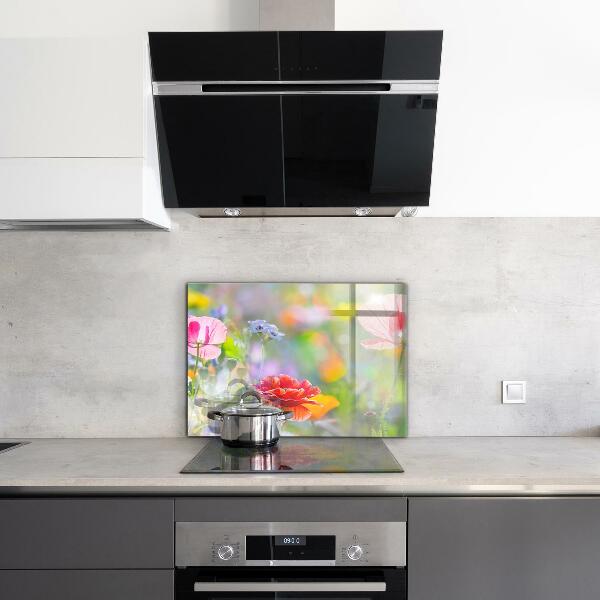 Panel szklany do kuchni Letnia Łąka Maki