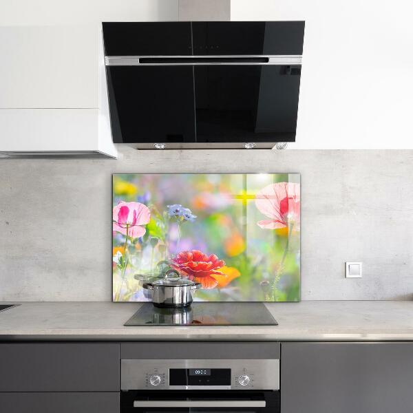 Panel szklany do kuchni Letnia Łąka Maki