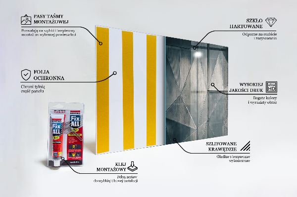 Szkło ozdobne do kuchni Metalowa Abstrakcja Trójkąty
