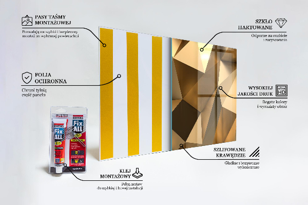 Szkło ozdobne do kuchni Metaliczna Tekstura Geometryczna