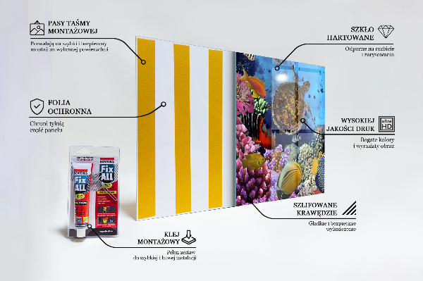 Panel szklany do kuchni Rafa Koralowa Karaiby