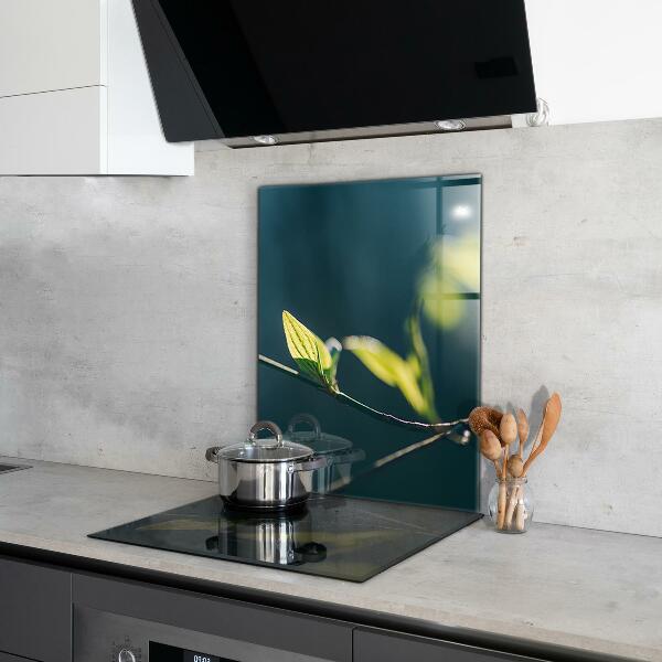 Panel szklany do kuchni Błyszczący Liść na Gałęzi