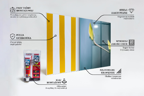 Panel szklany do kuchni Błyszczący Liść na Gałęzi