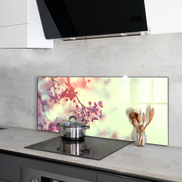 Panel szklany do kuchni Kwitnące Różowe Drzewo