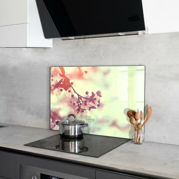 Panel szklany do kuchni Kwitnące Różowe Drzewo