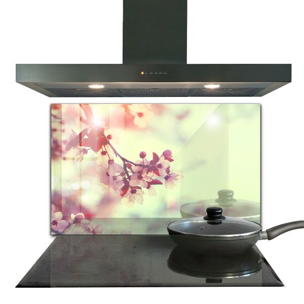 Panel szklany do kuchni Kwitnące Różowe Drzewo