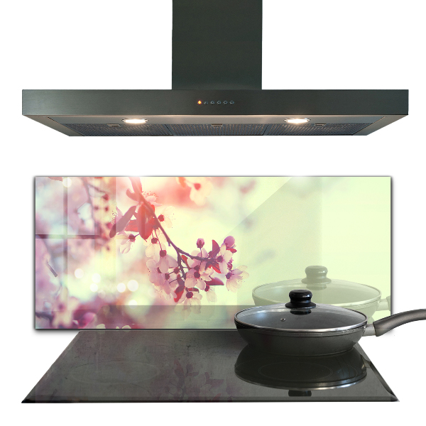 Panel szklany do kuchni Kwitnące Różowe Drzewo