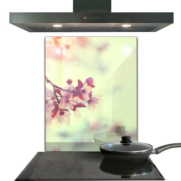 Panel szklany do kuchni Kwitnące Różowe Drzewo