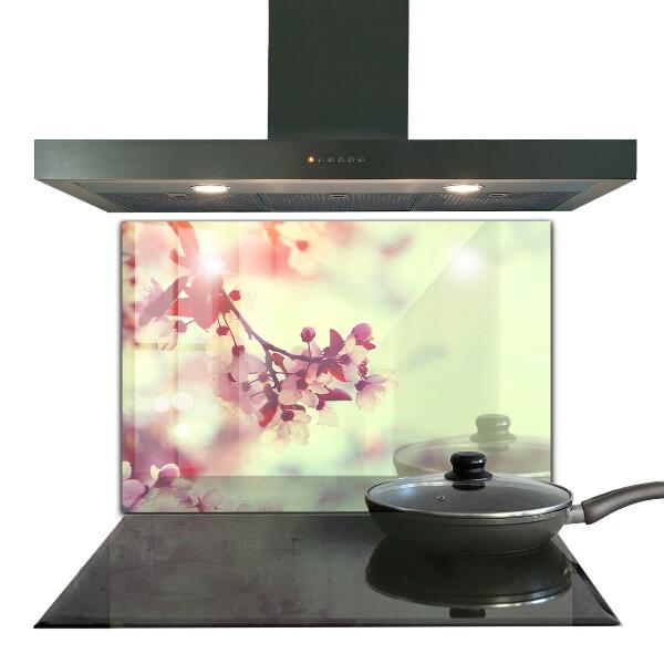 Panel szklany do kuchni Kwitnące Różowe Drzewo