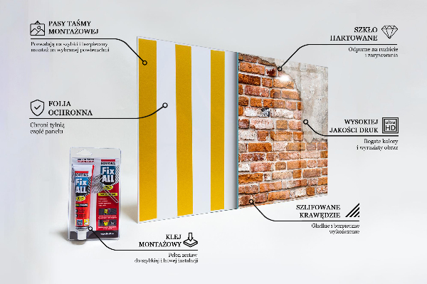 Szkło ozdobne do kuchni Kamienna Ceglana Ściana