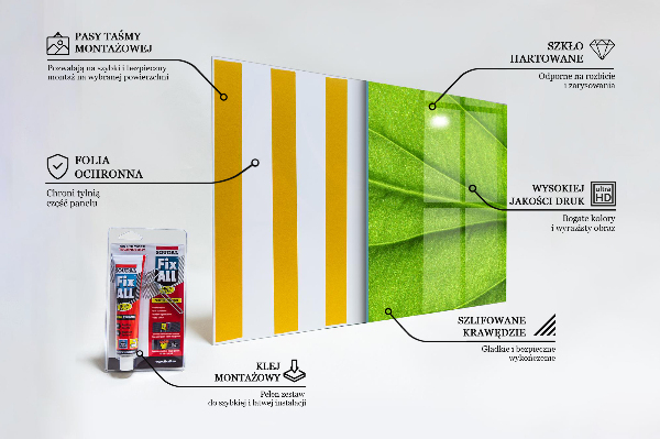 Panel szklany do kuchni Detale Zielonego Liścia