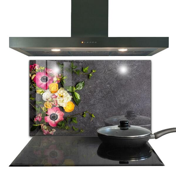 Lacobel do kuchni Kompozycja Naturalnych Kwiatów