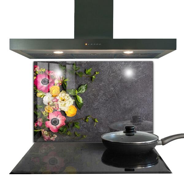 Lacobel do kuchni Kompozycja Naturalnych Kwiatów