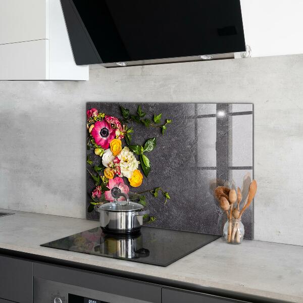 Lacobel do kuchni Kompozycja Naturalnych Kwiatów