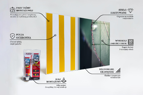 Lacobel do kuchni Liść z Kroplą Rosy