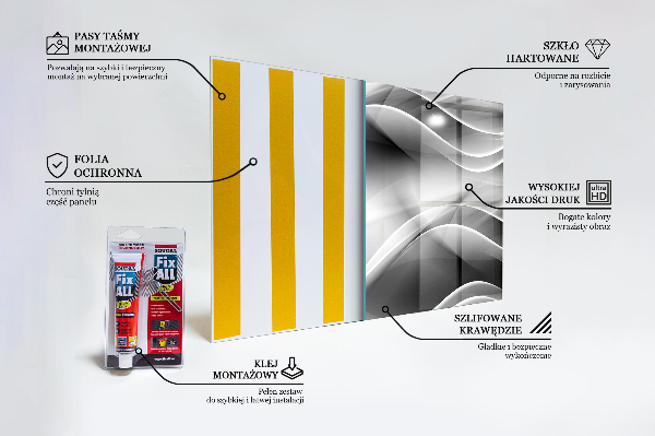 Szkło ozdobne do kuchni Szara Fala Abstrakcja Energia