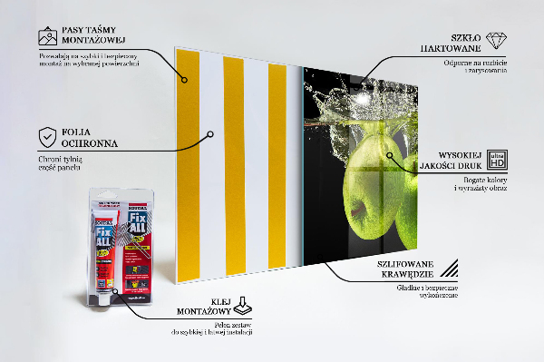Panel szklany do kuchni Zielone Jabłka w Wodzie