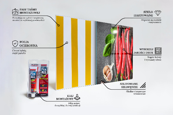 Panel szklany do kuchni Ostre Papryczki Gotowanie