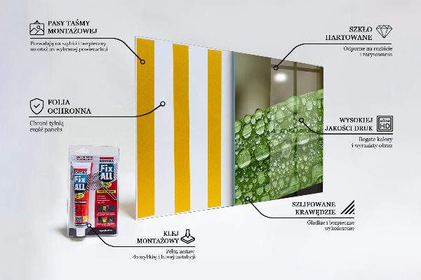 Lacobel do kuchni Zielony Liść po Deszczu