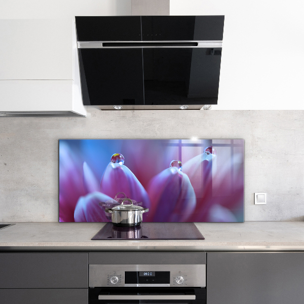 Panel nad blat kuchenny Krople Rosy Fioletowy Kwiat