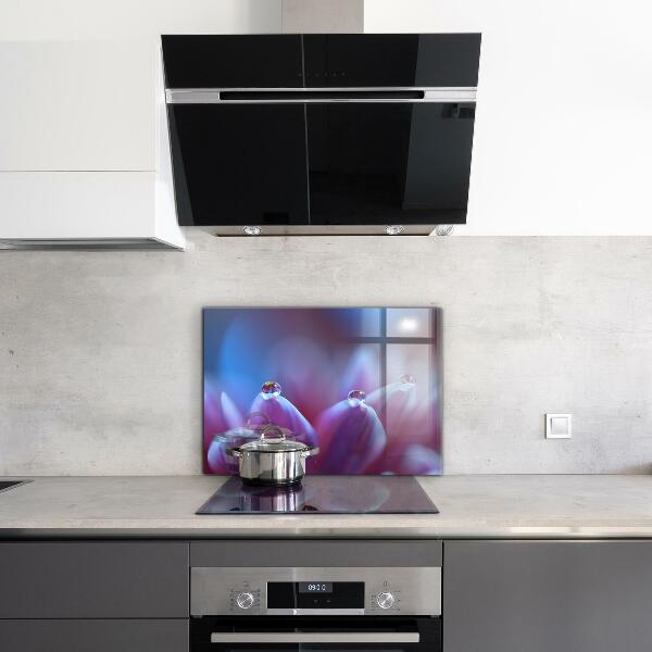 Panel nad blat kuchenny Krople Rosy Fioletowy Kwiat