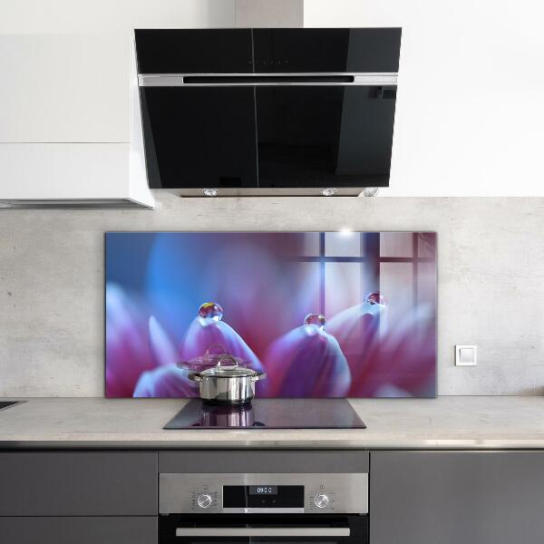 Panel nad blat kuchenny Krople Rosy Fioletowy Kwiat