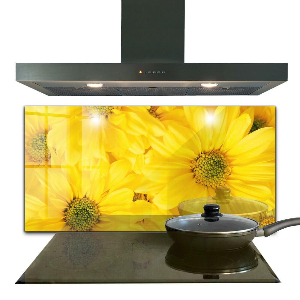 Panel szklany do kuchni Letnie Żółte Kwiaty