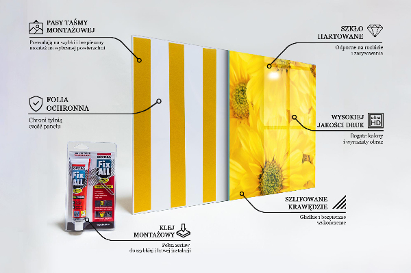 Panel szklany do kuchni Letnie Żółte Kwiaty