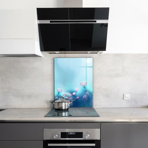 Panel szklany do kuchni Kwiaty za poranną Mgłą