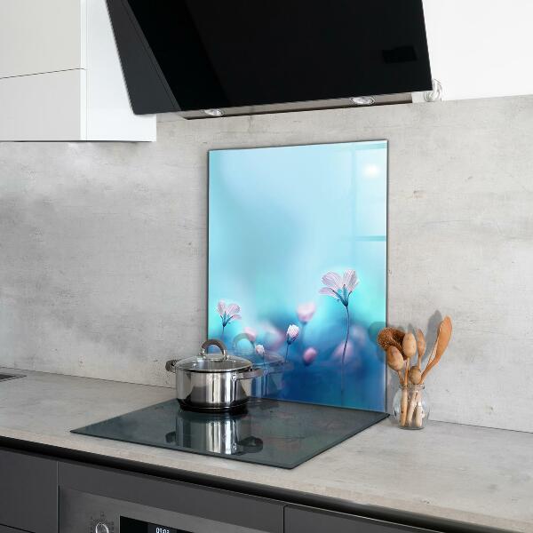 Panel szklany do kuchni Kwiaty za poranną Mgłą