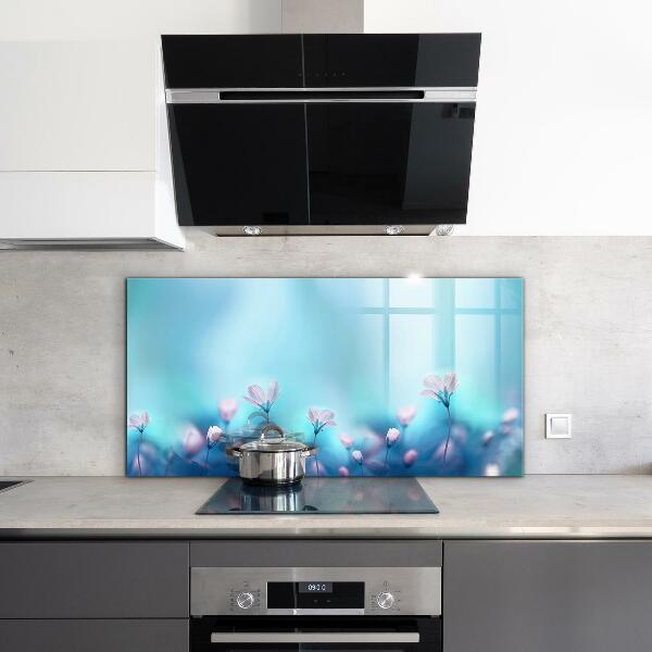 Panel szklany do kuchni Kwiaty za poranną Mgłą