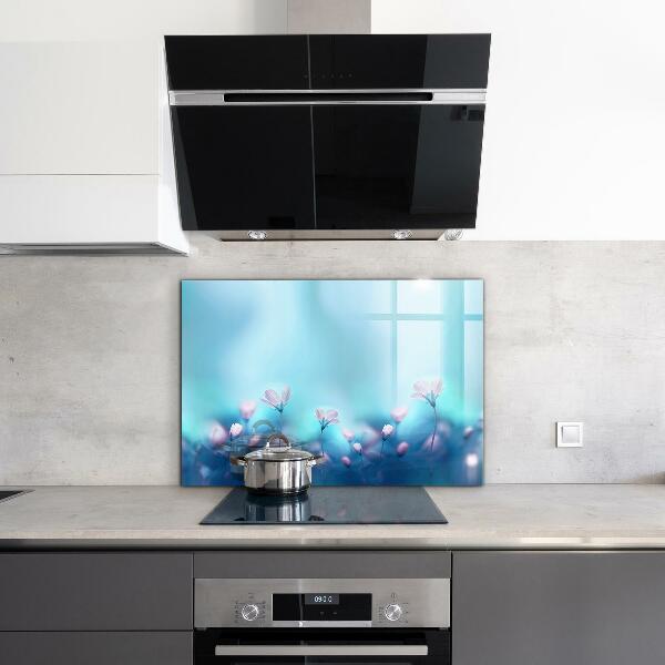 Panel szklany do kuchni Kwiaty za poranną Mgłą