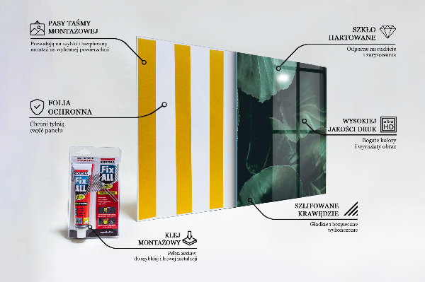 Szkło na ścianę do kuchni Ciemnozielone Liście