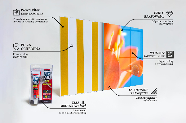 Szkło na ścianę do kuchni Pomarańczowy Kwiat