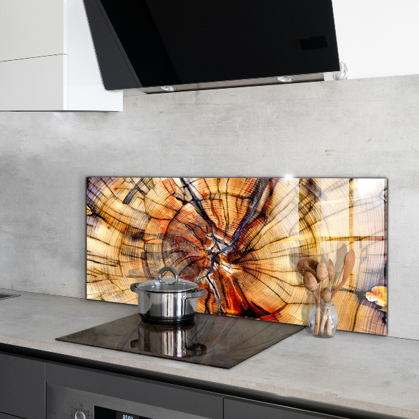 Lacobel do kuchni Słoje Naturalnego Drewna