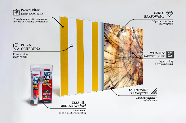 Lacobel do kuchni Słoje Naturalnego Drewna