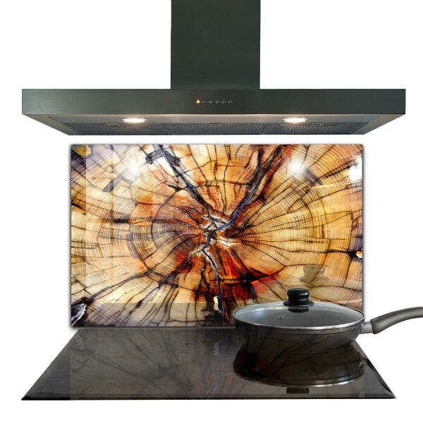 Lacobel do kuchni Słoje Naturalnego Drewna