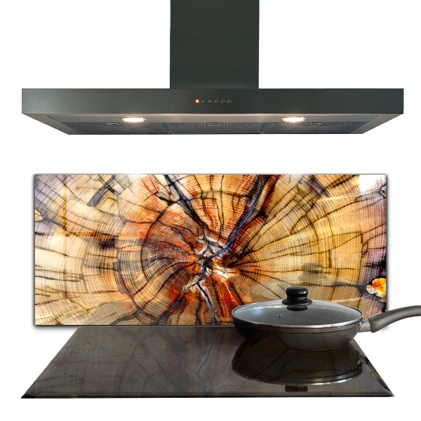 Lacobel do kuchni Słoje Naturalnego Drewna