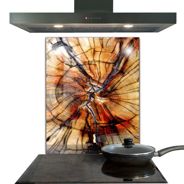 Lacobel do kuchni Słoje Naturalnego Drewna